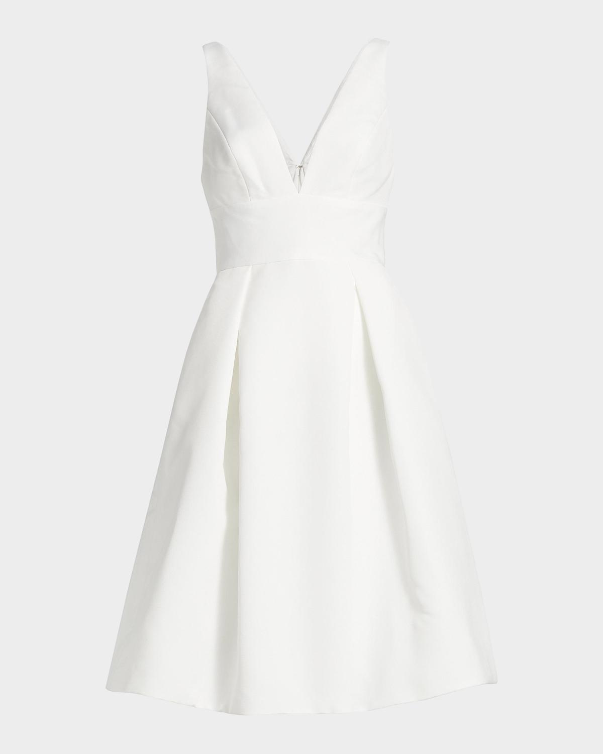 Amsale Faille Deep V-Neck Dress