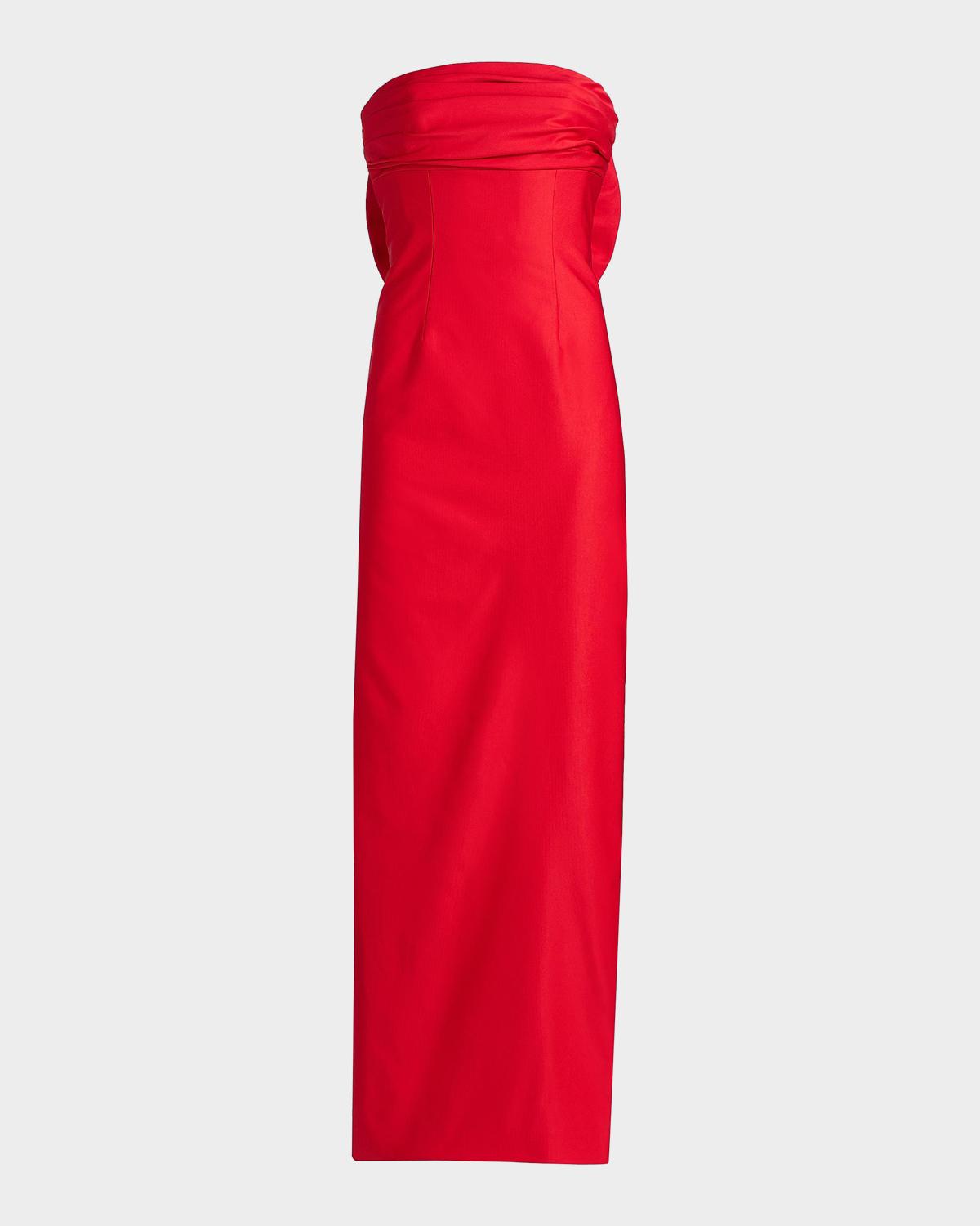 As It May Camille Faille Strapless Column Gown