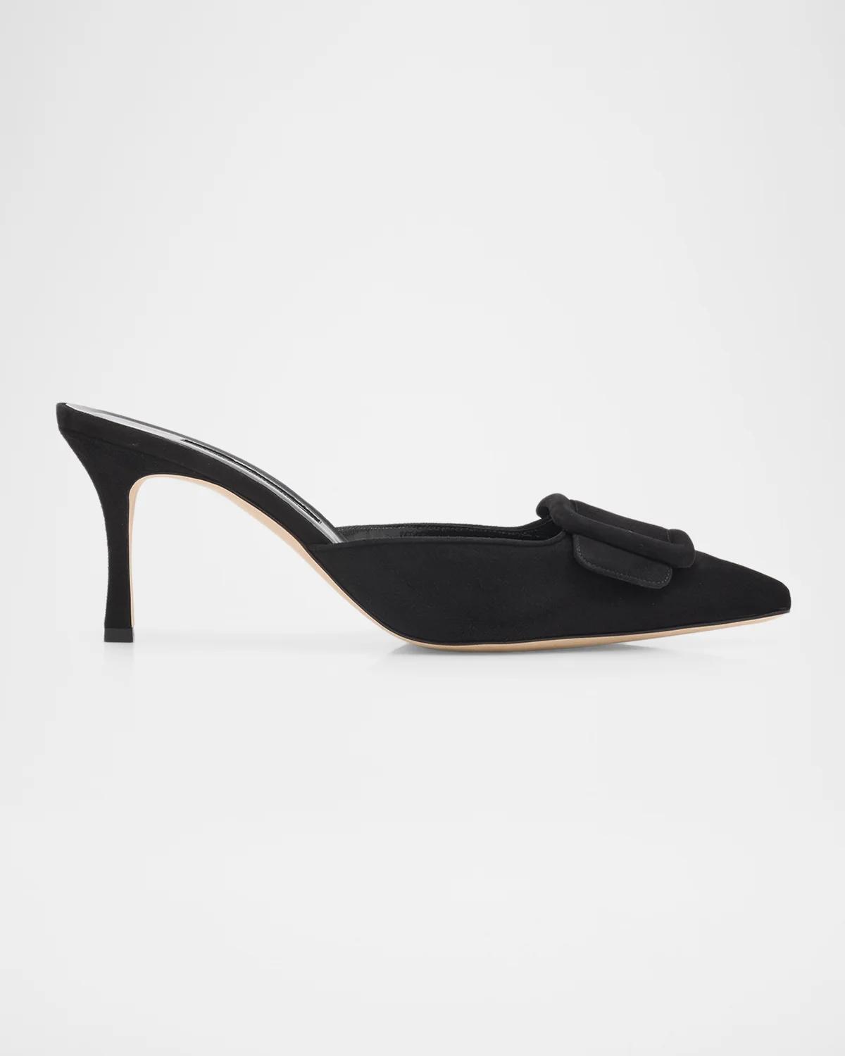 Manolo Blahnik 70mm Maysale Suede Mules