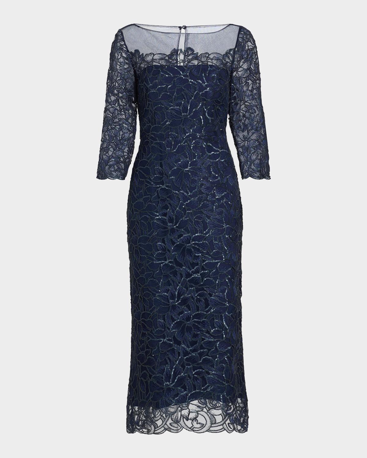 Theia Marbella Beaded Midi-Dress