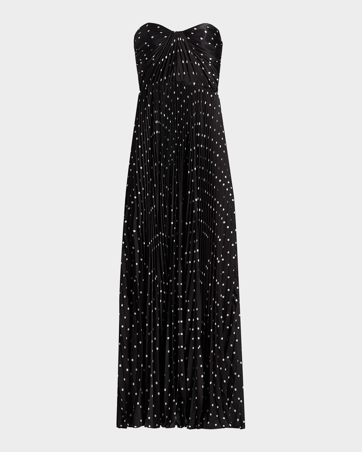 As It May Margot Satin Polka Dot Strapless Gown
