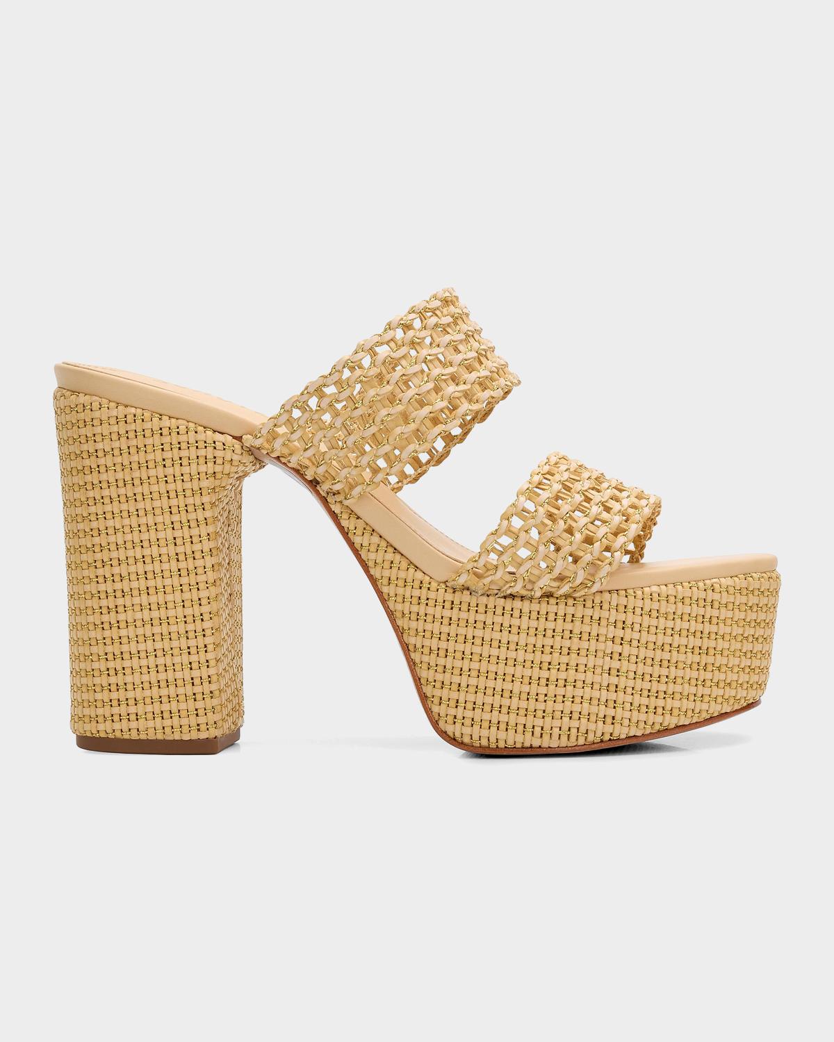 Schutz 100mm Aberdeen Raffia Platform Sandals