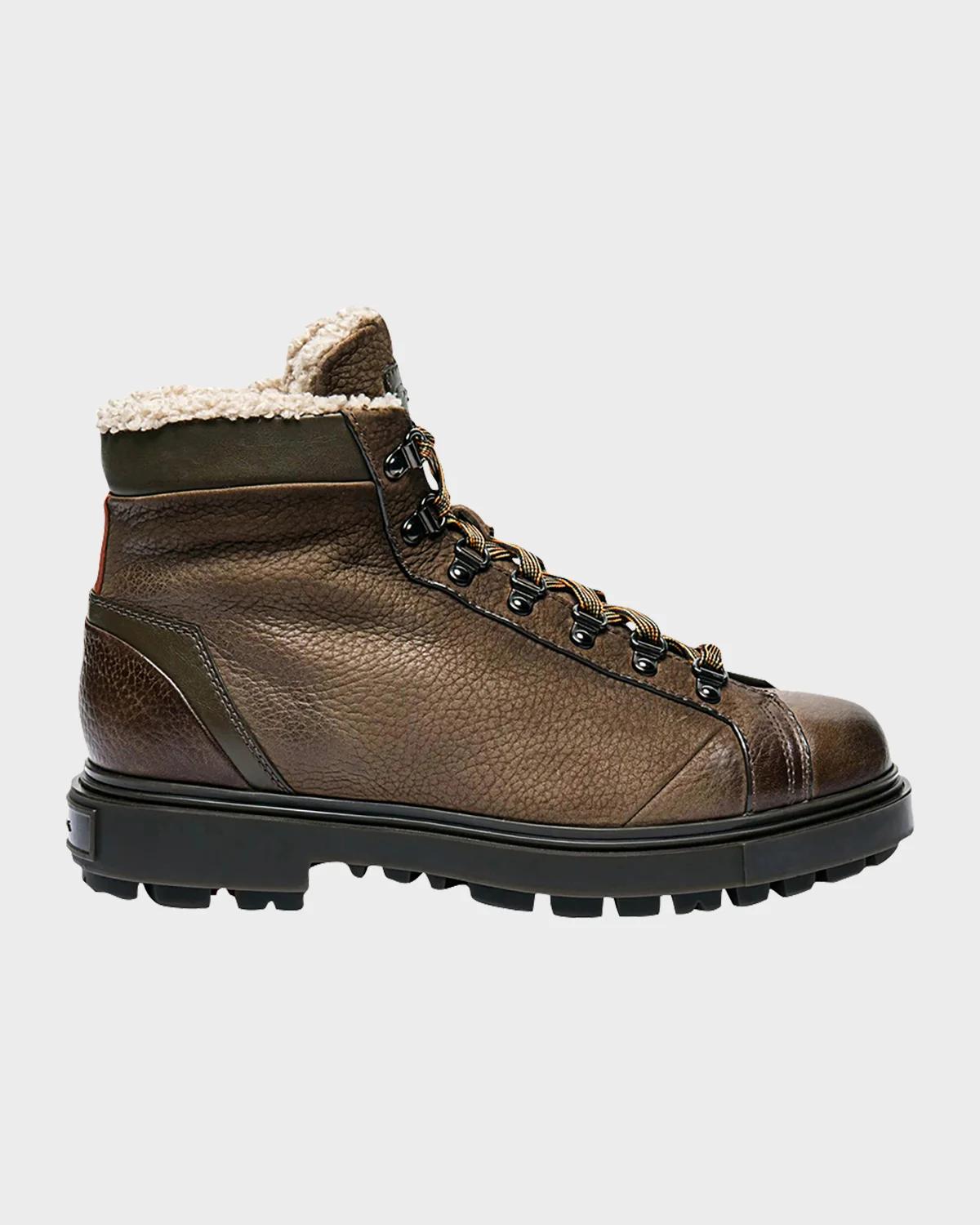 Santoni Men's Farah Shearling-Lined Leather Ankle Boots