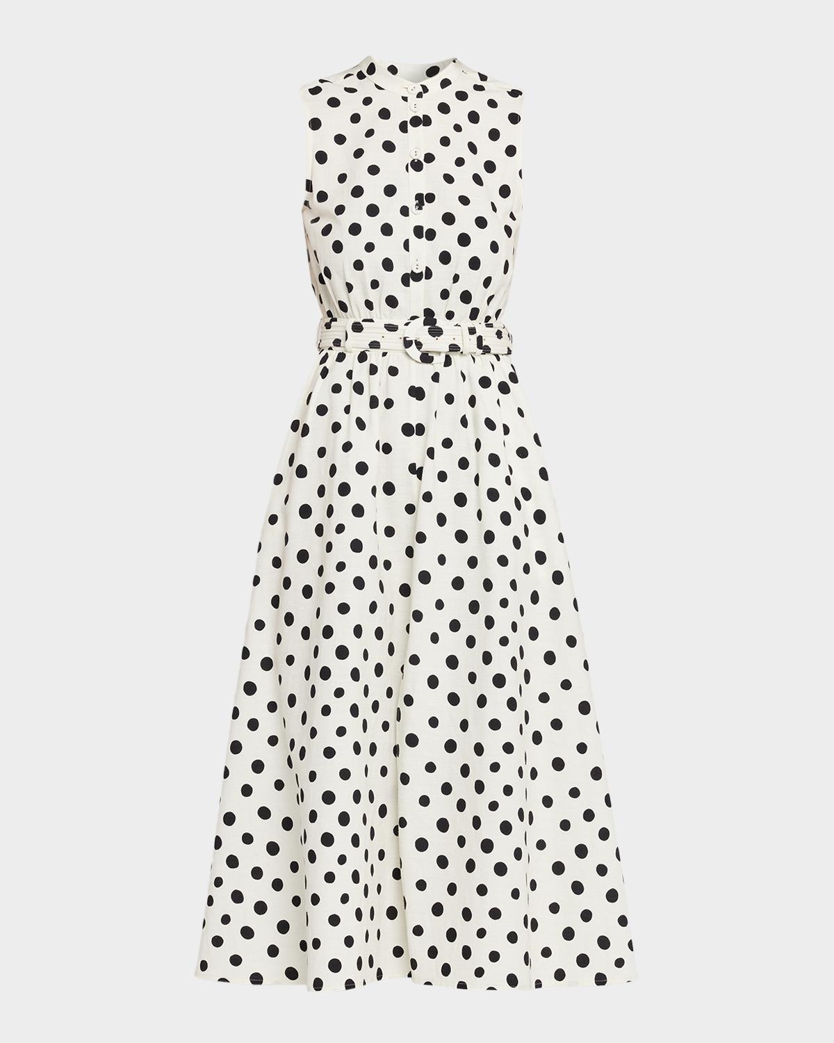 Saloni Jill Polka-Dot Midi Dress