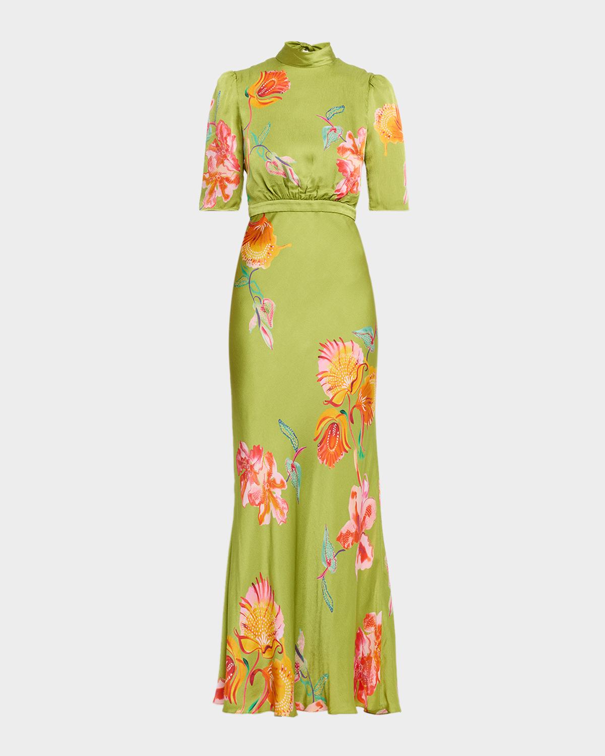 Saloni Adele B Floral Silk Dress