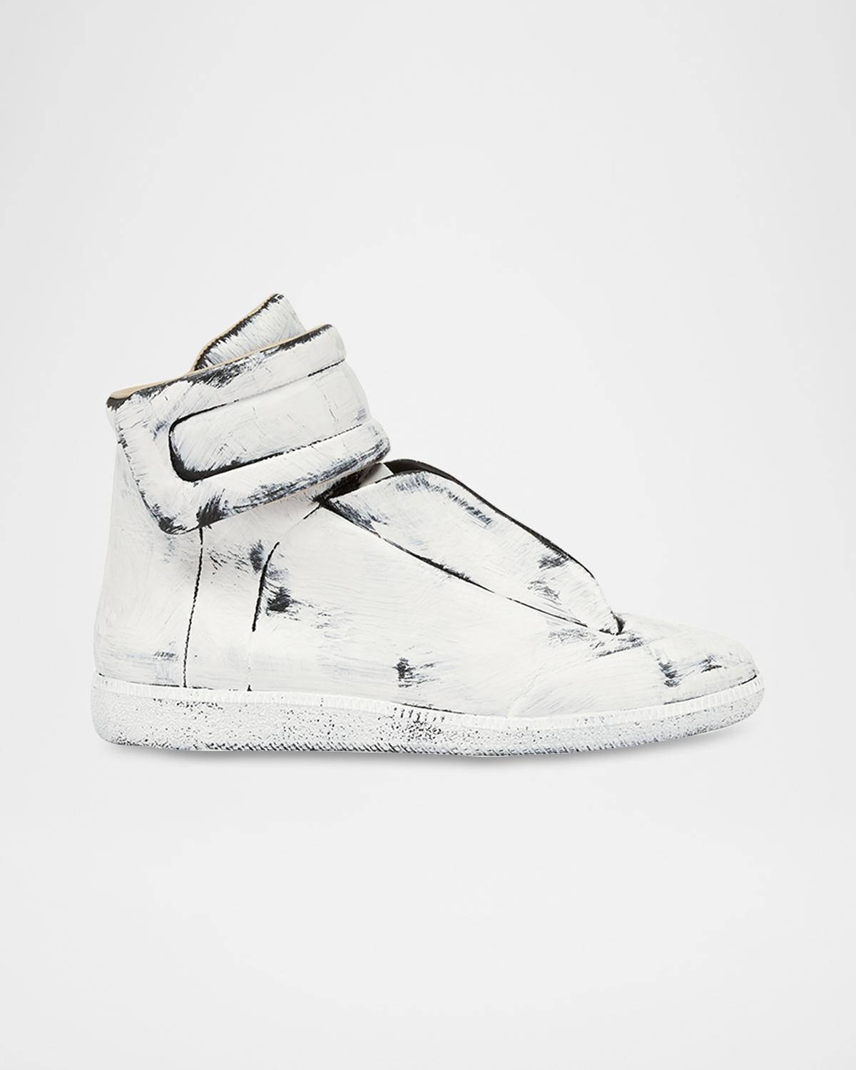 Maison Margiela Men's Future Bianchetto Leather Mid-Top Sneakers