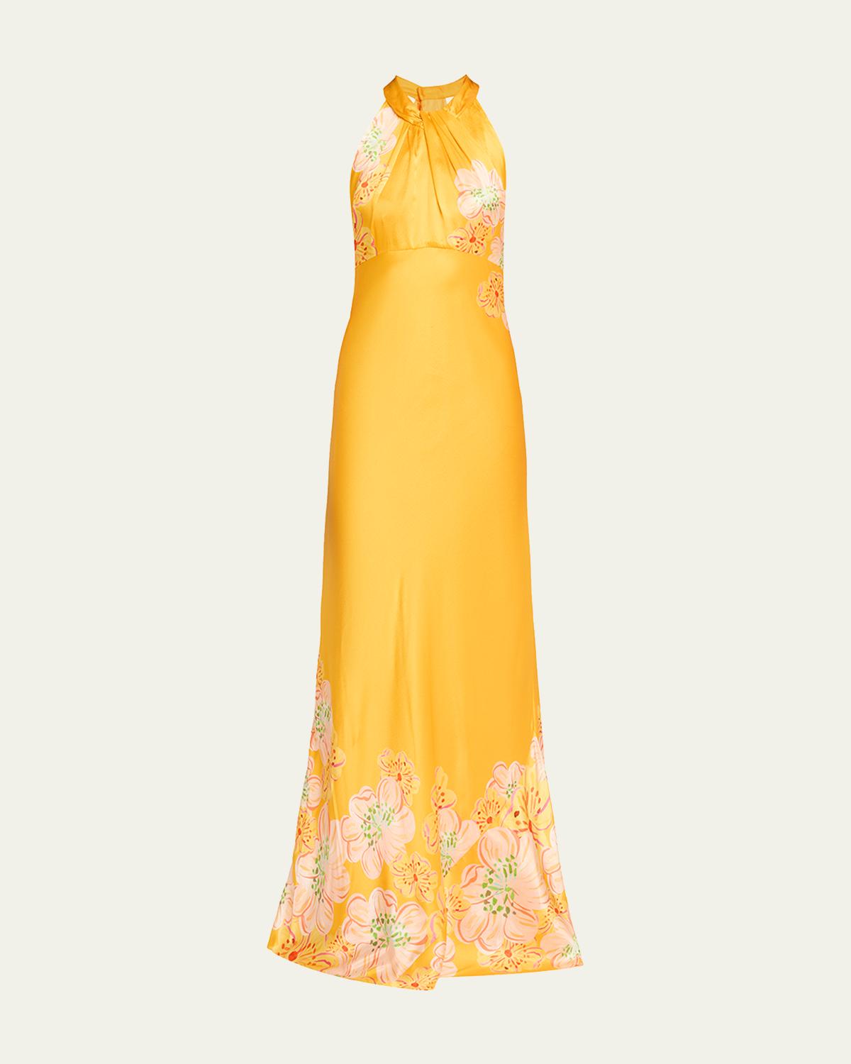 Saloni Cozette Floral Silk Dress