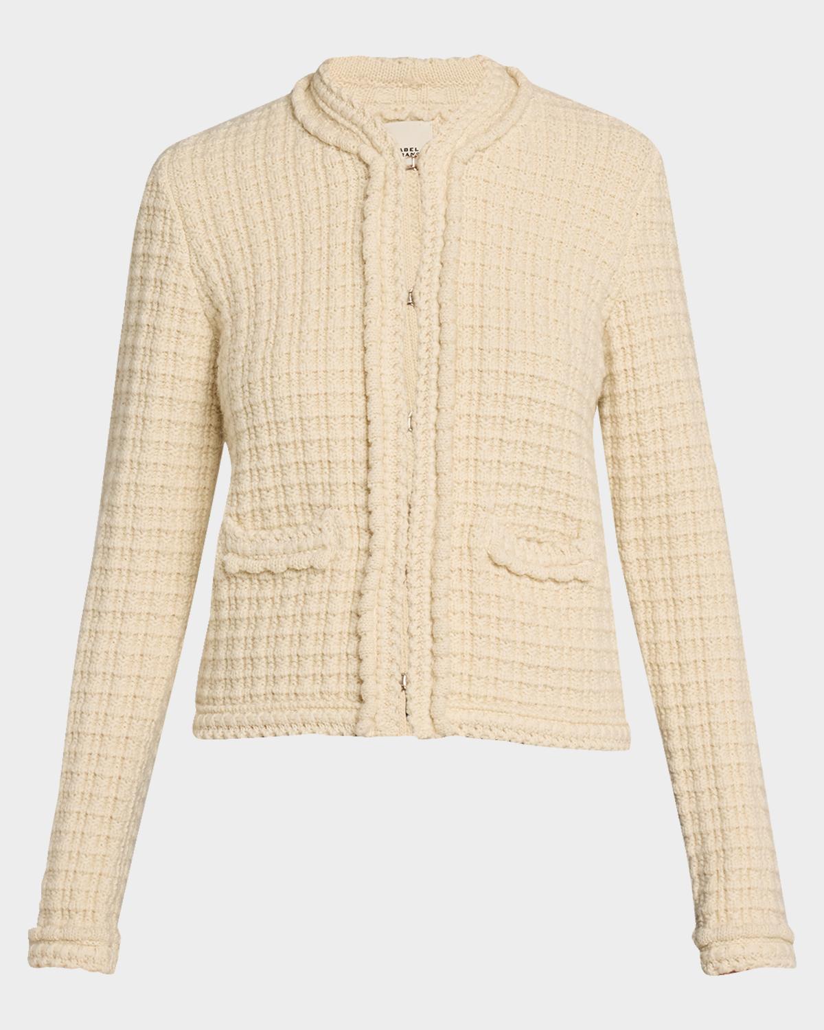 Isabel Marant Hortense Windowpane Knit Collarless Jacket