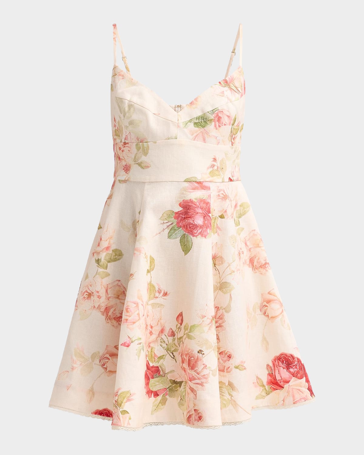 Zimmermann Roselight Picnic Floral Mini Dress In Crm Rose F