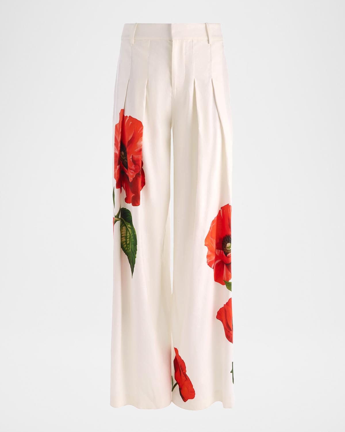 ALICE + OLIVIA Blaire High-Rise Pleated Trousers