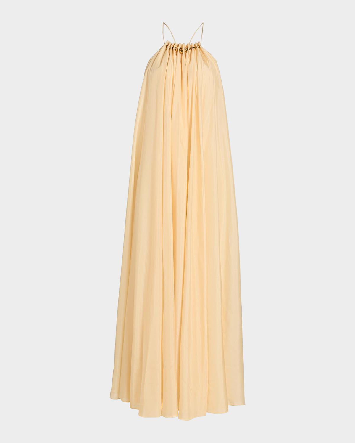 Zimmermann Aster Gathered Bead Silk Maxi Dress