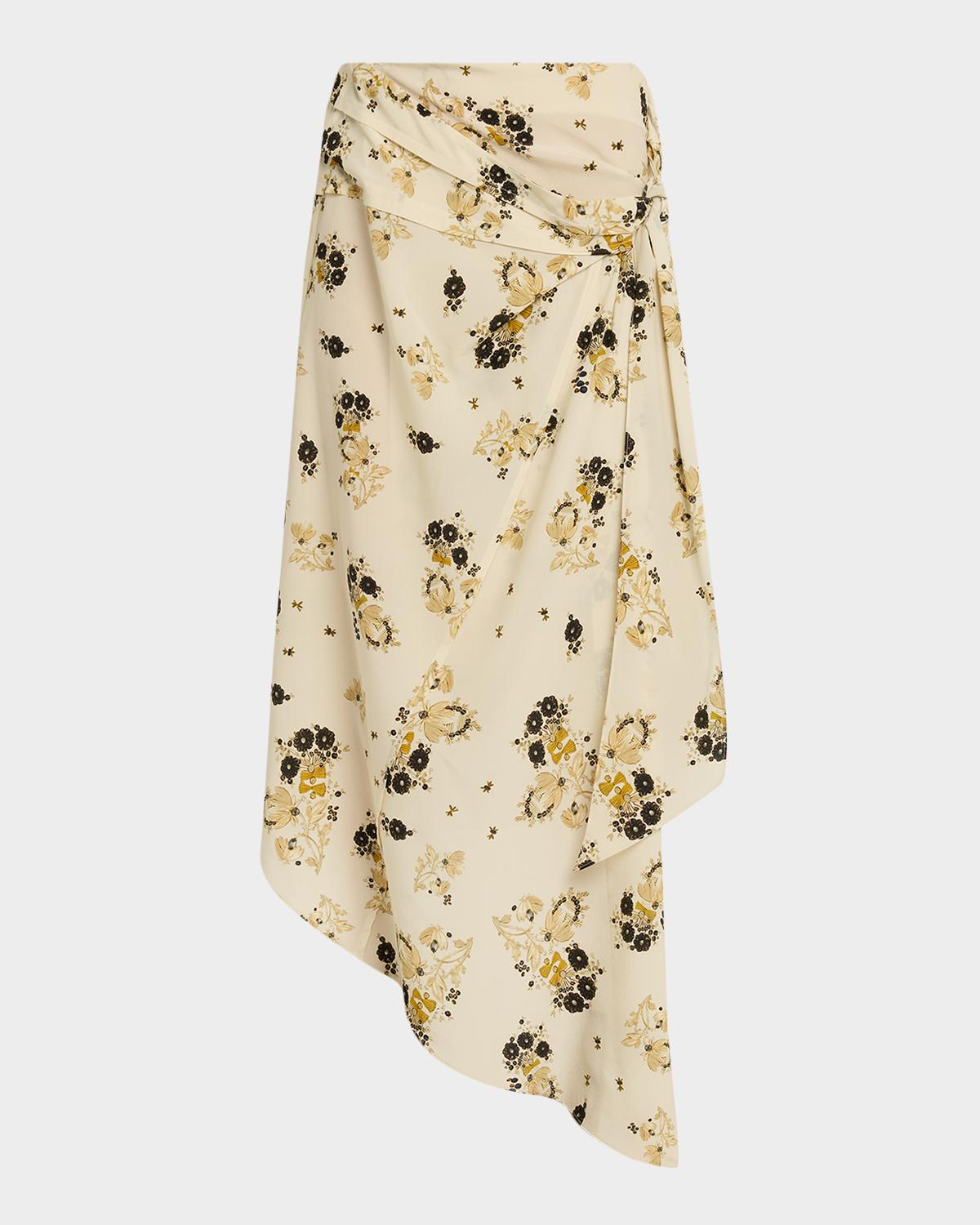 Isabel Marant Faniry Floral Asymmetric Silk Skirt