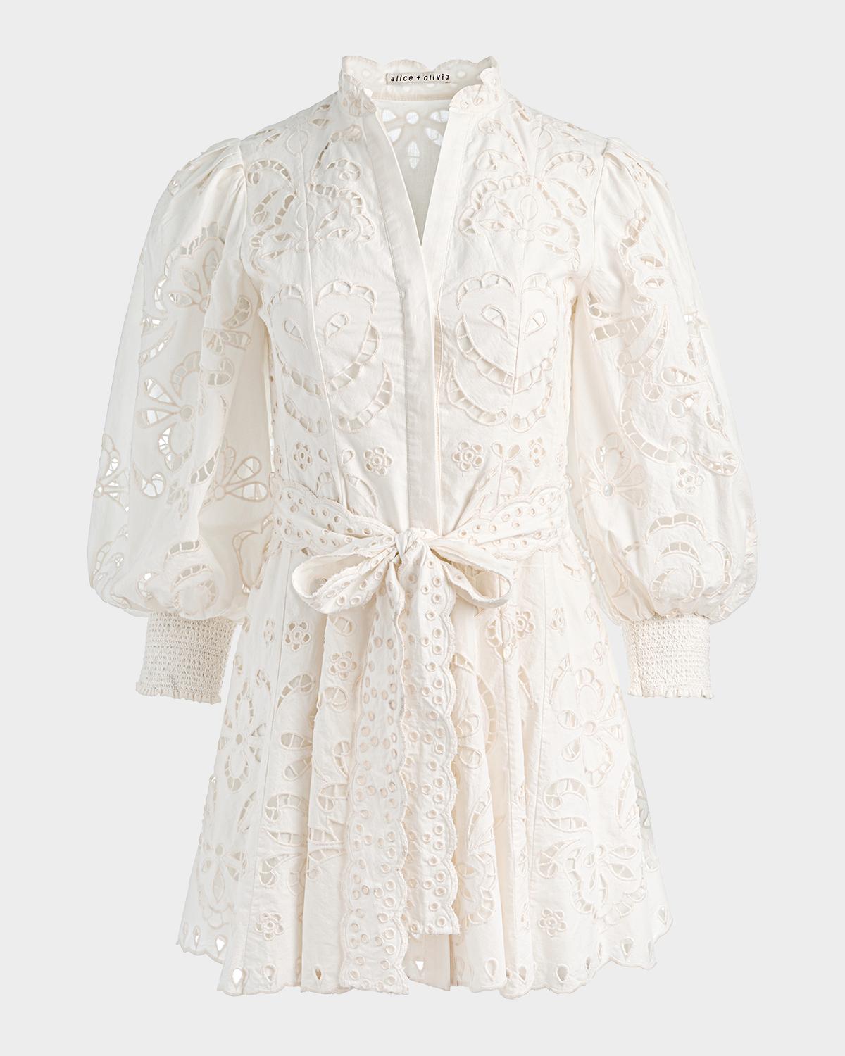 ALICE + OLIVIA Lucy Embroidered Mini Shirtdress