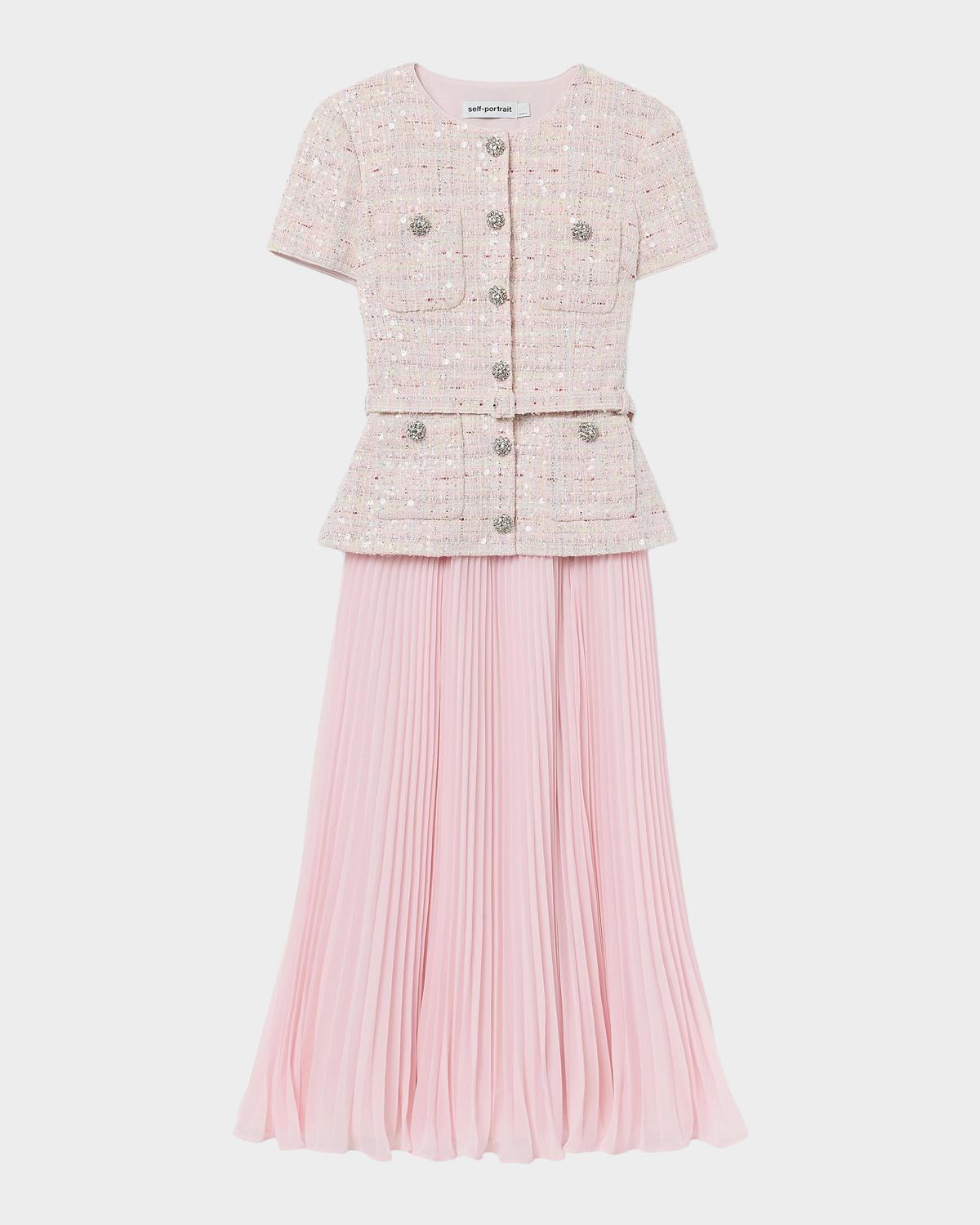 Self-Portrait Sequined Bouclé Midi Dress