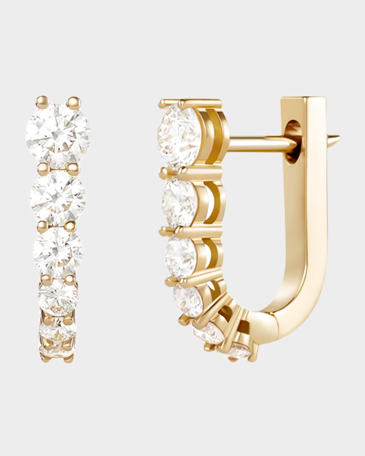 Melissa Kaye 18K Yellow Gold Aria U Huggie Hoop Earrings with Diamonds