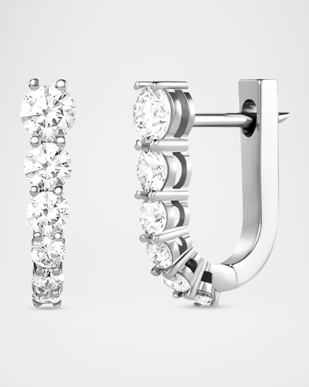 Melissa Kaye 18K White Gold Aria U Huggie Hoop Earrings with Diamonds