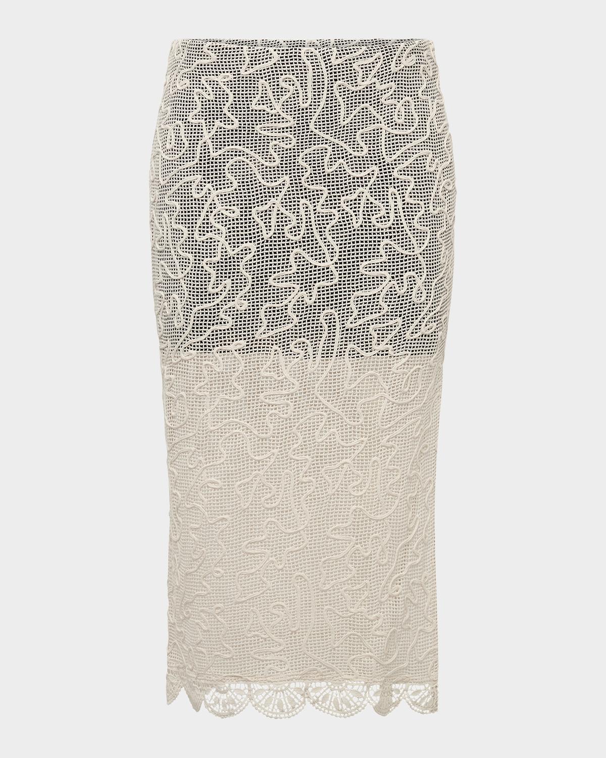 Et Ochs Willis Embroidered Net Midi Skirt