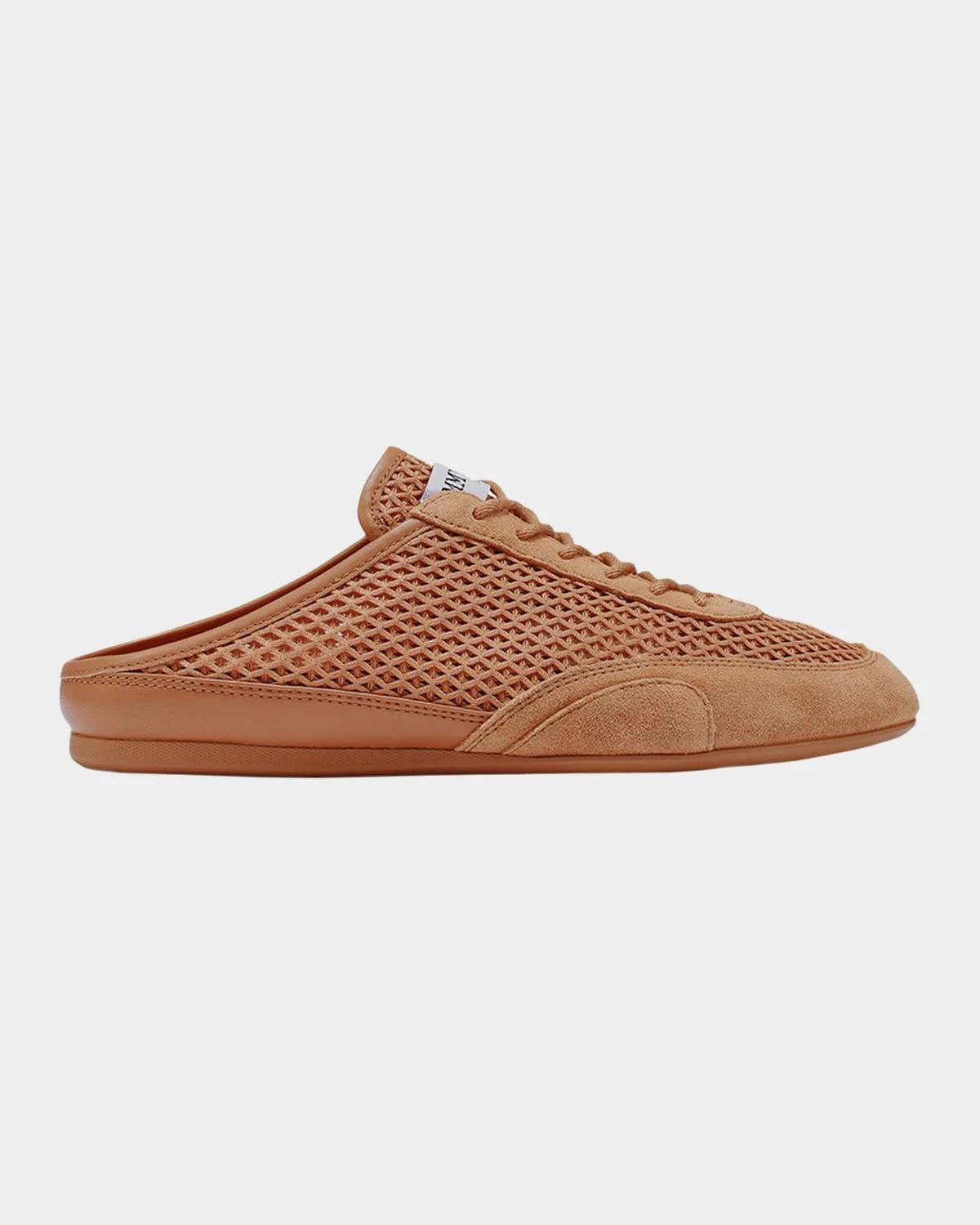Jimmy Choo Sunny Woven Mixed Leather Sneaker Mules
