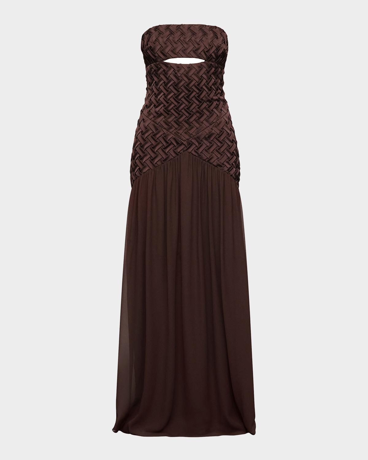 Et Ochs Amara Cutout Smocked Strapless Gown