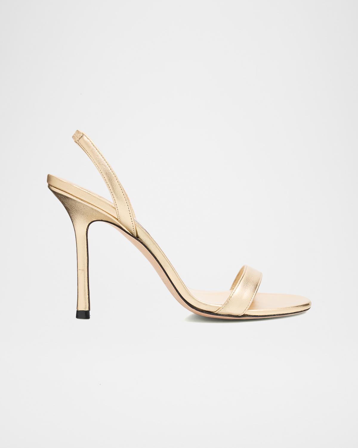 Jimmy Choo 85mm Jenn Metallic Leather Sandals