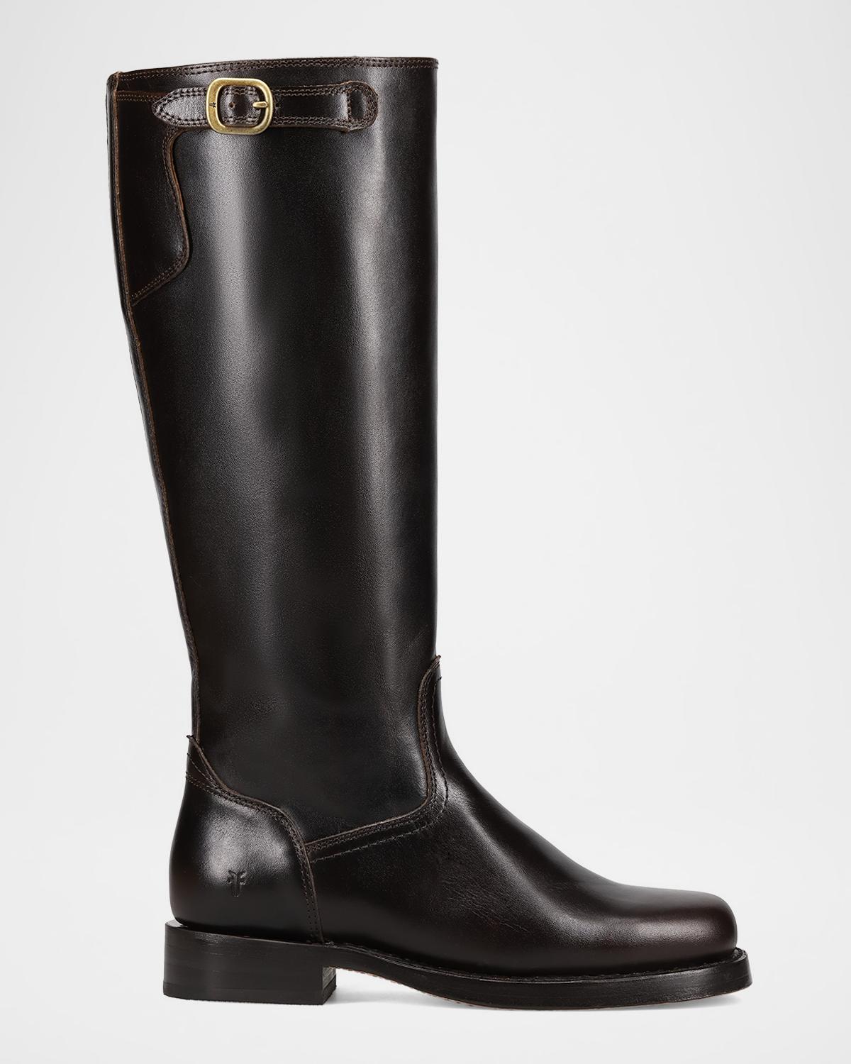 Frye Campus Leather Low Heel Tall Riding Boots