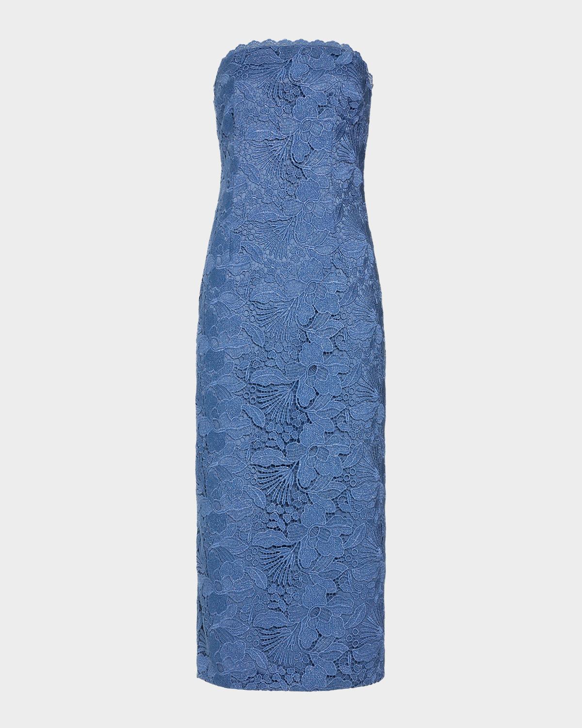 Ramy Brook Tessa Strapless Floral Lace Midi Dress