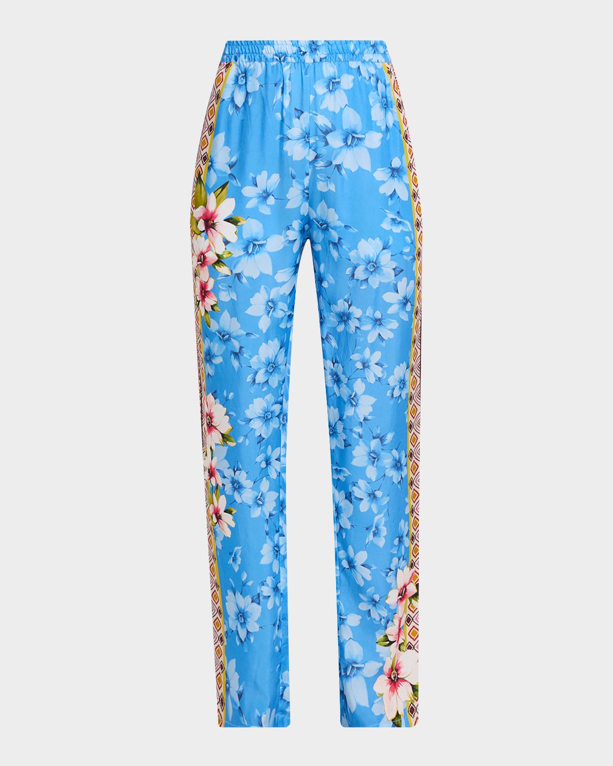 Johnny Was Kanni Side-Stripe Straight-Leg Pull-On Pants