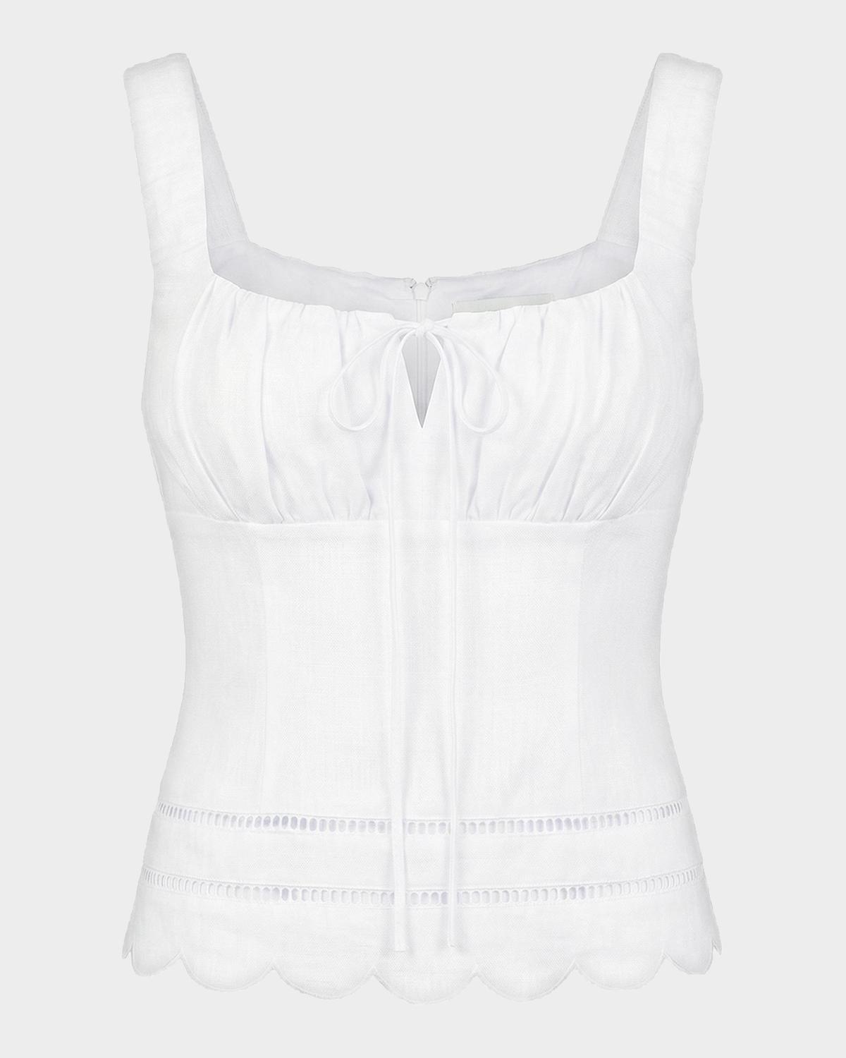 NICHOLAS Ebba Linen Latice-Trim Babydoll Top