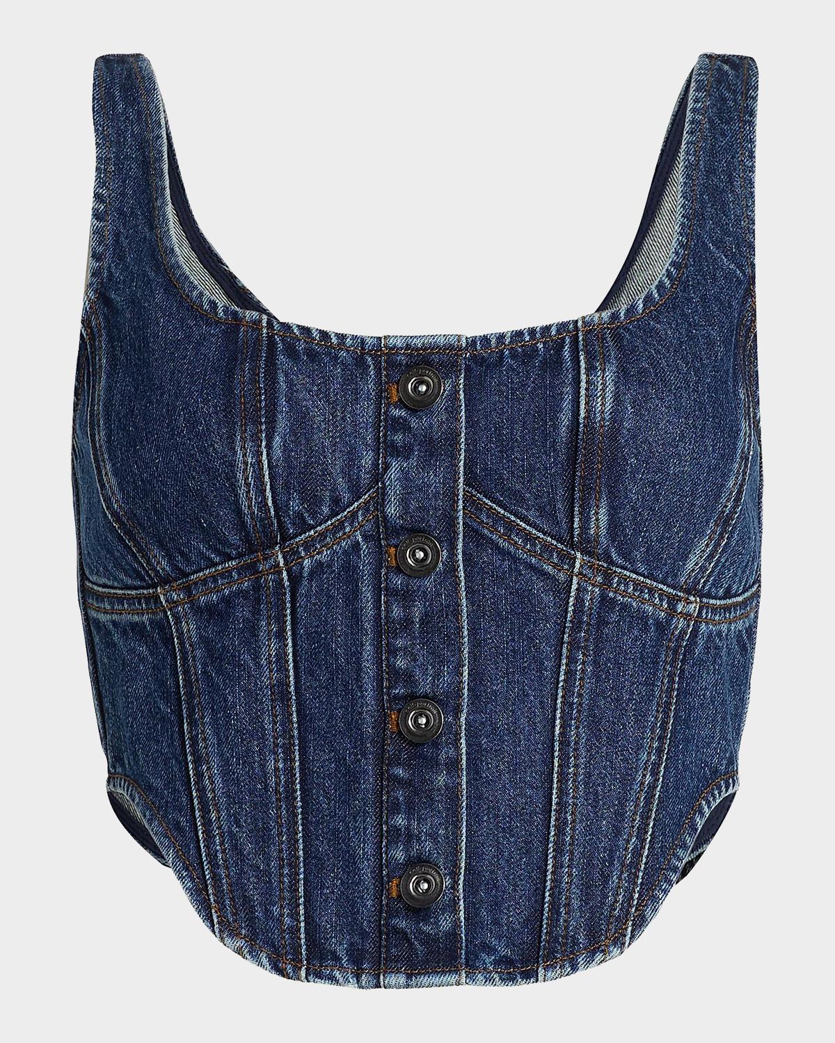 Self-Portrait Denim Corset Top