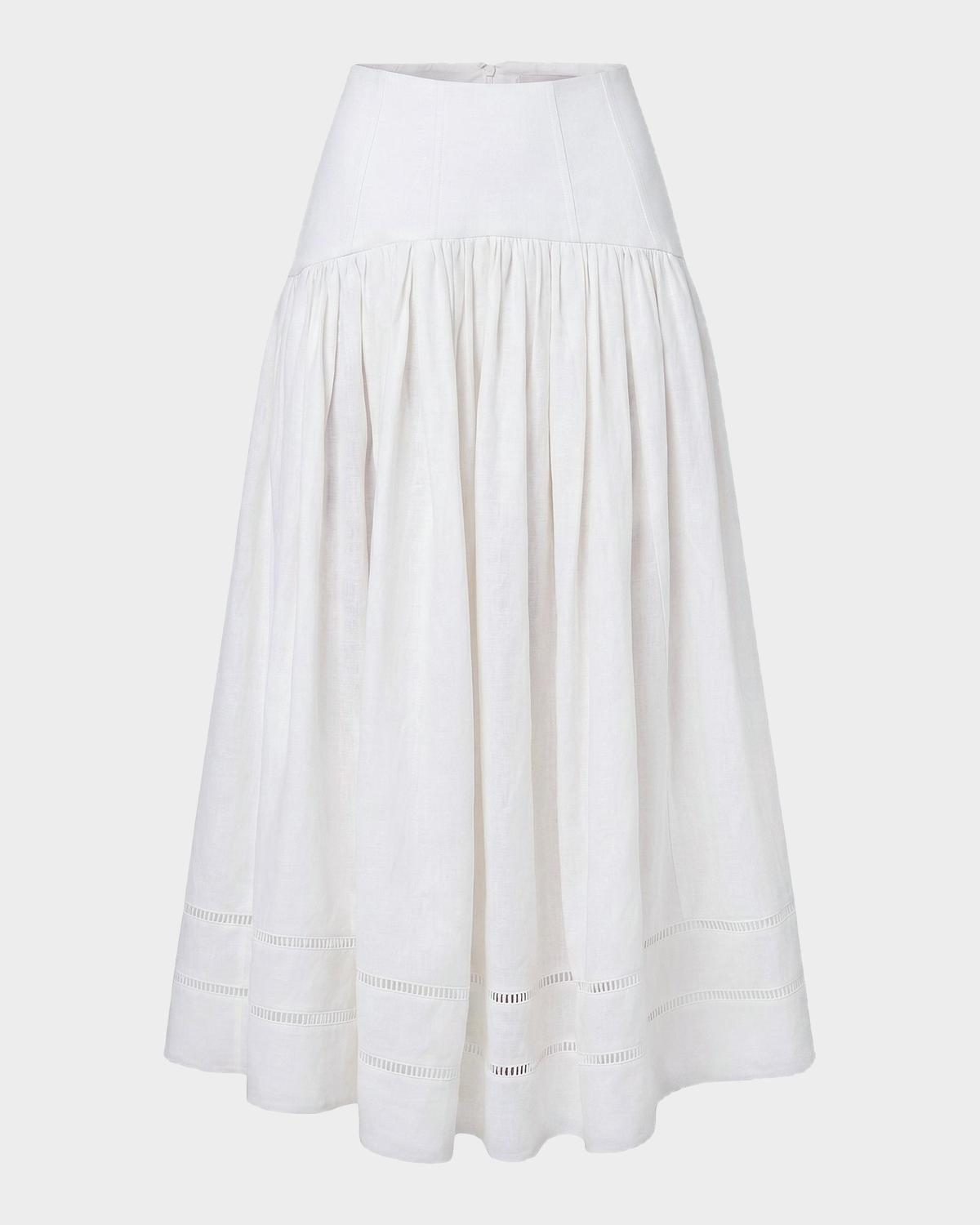 NICHOLAS Elin Linen Drop-Waist Midi Skirt