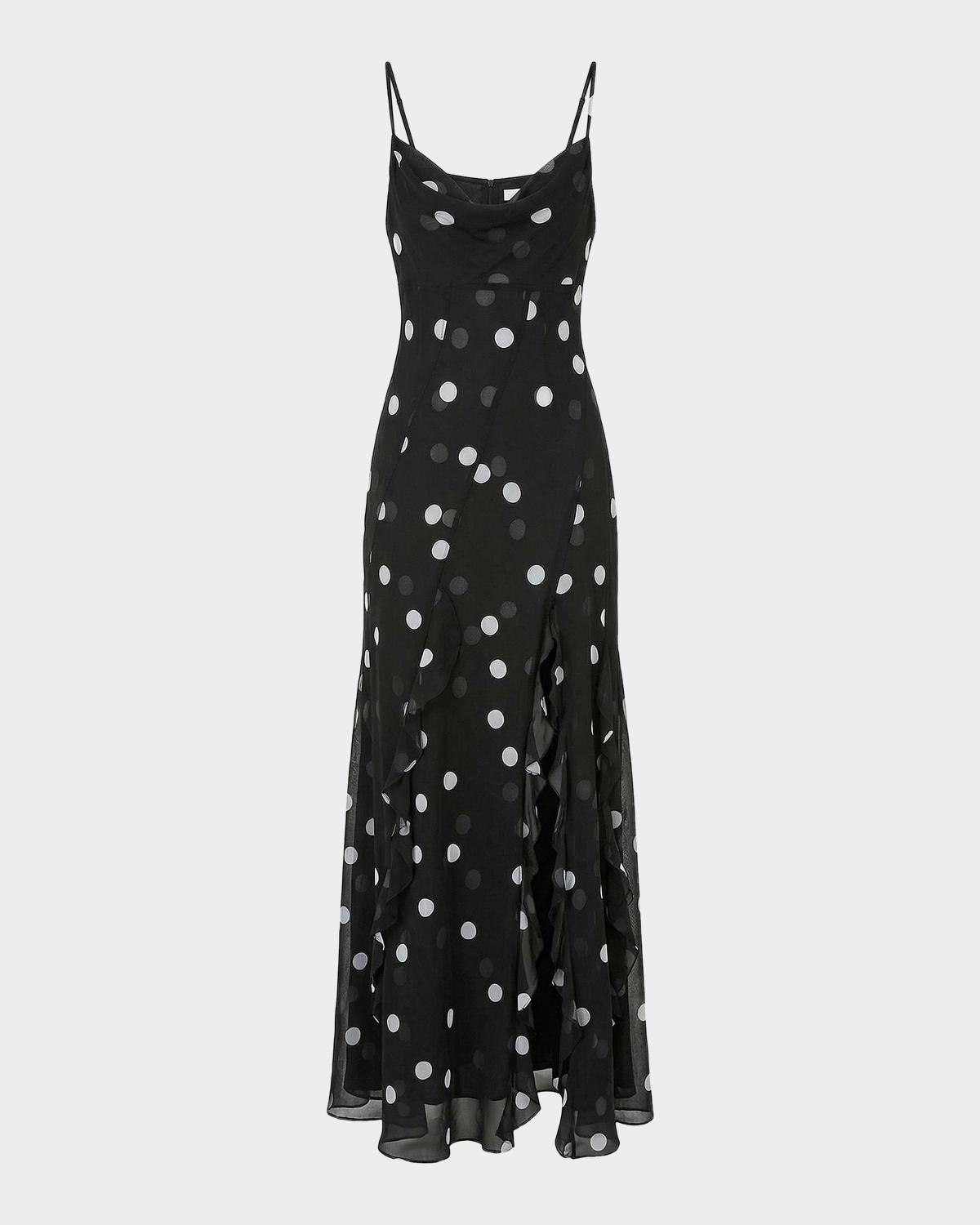 n/nicholas Kamila Polka Dot Georgette Ruffled Gown