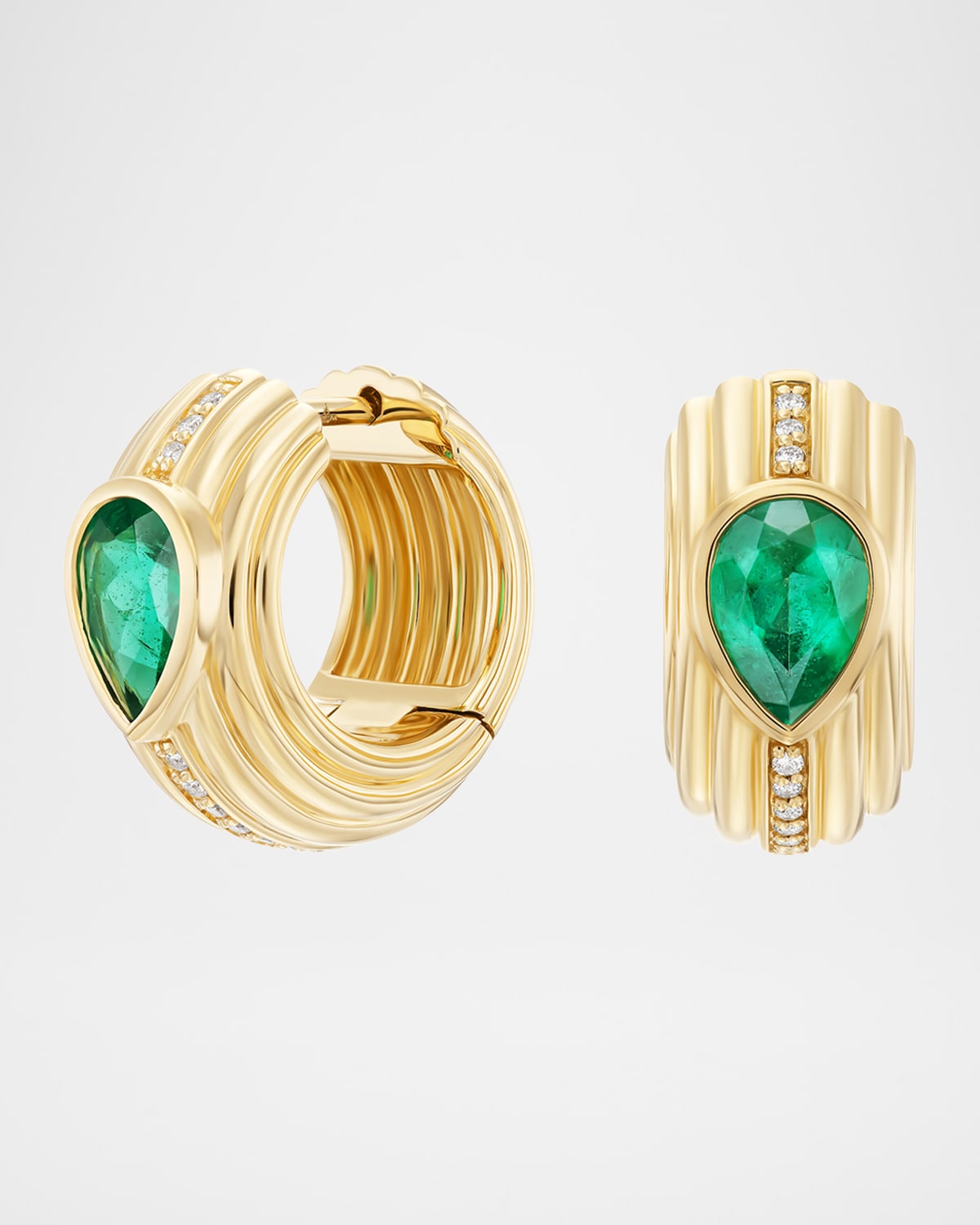 Sorellina 18K Nomad Pave Emerald Huggie Earrings