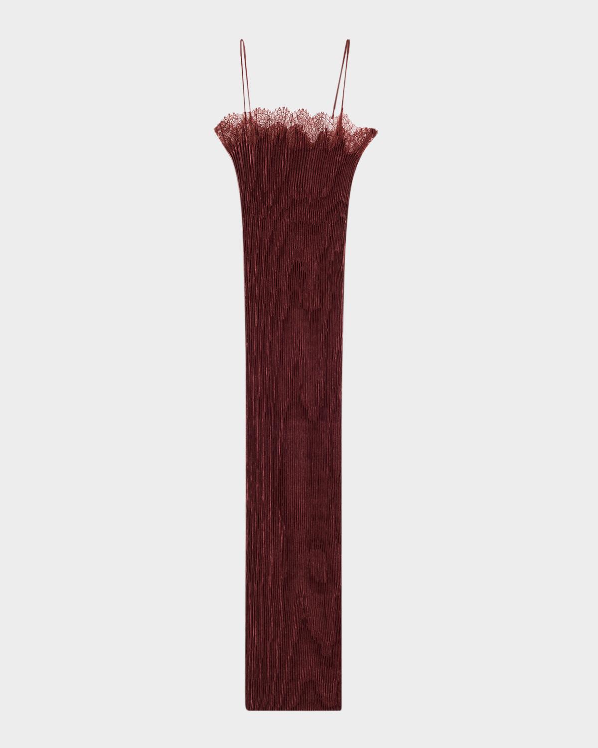 FForme Lumie Lace-Trim Plisse Midi Slip Dress