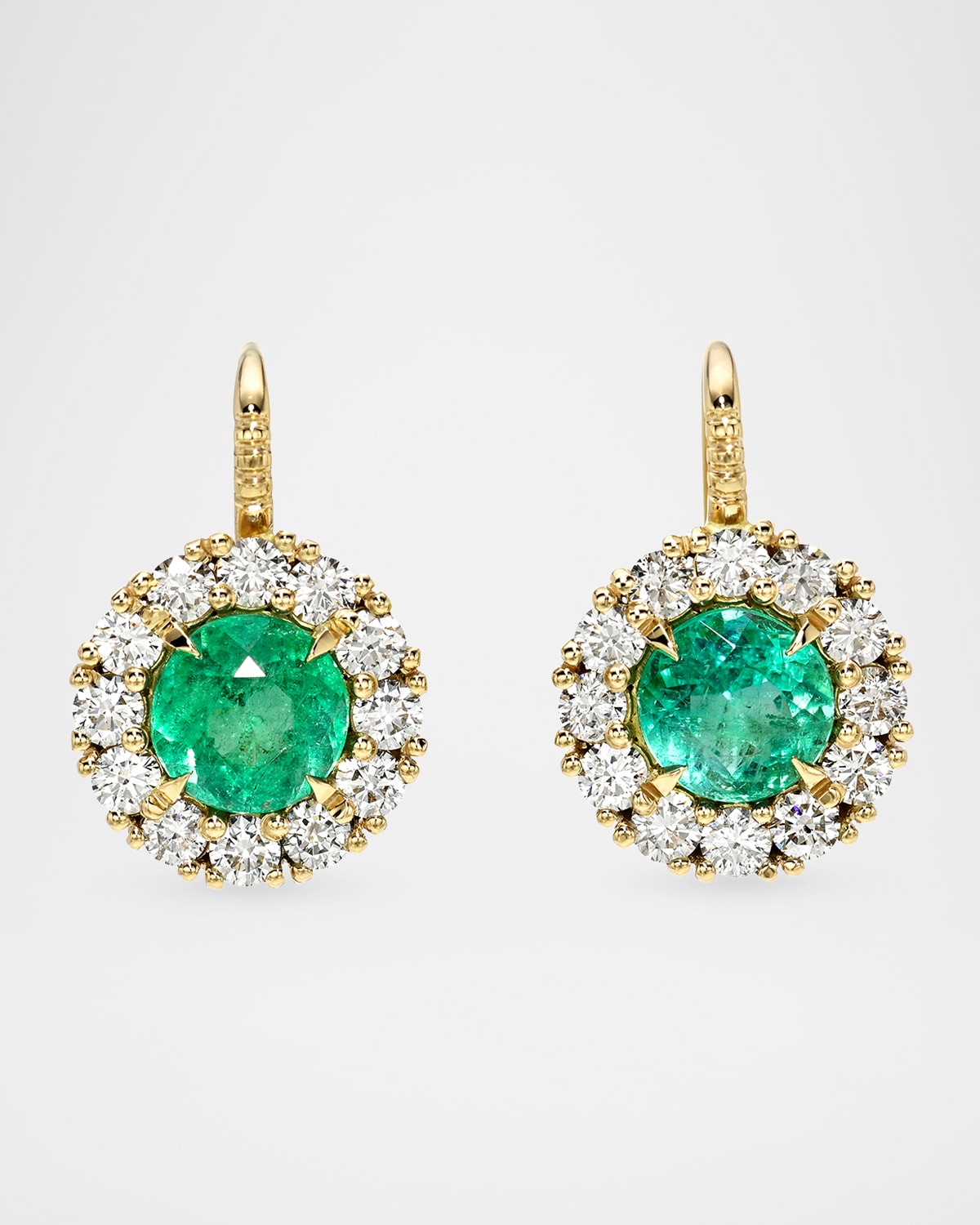 Retrouvai 14K Emerald with Diamond Halo Heirloom Earrings - Women's Jewelry And Watches