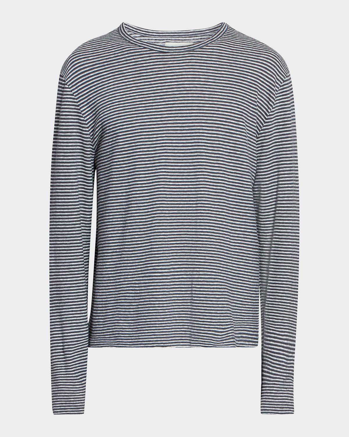 Officine Générale Men's Striped Wool-Blend Long-Sleeve T-Shirt