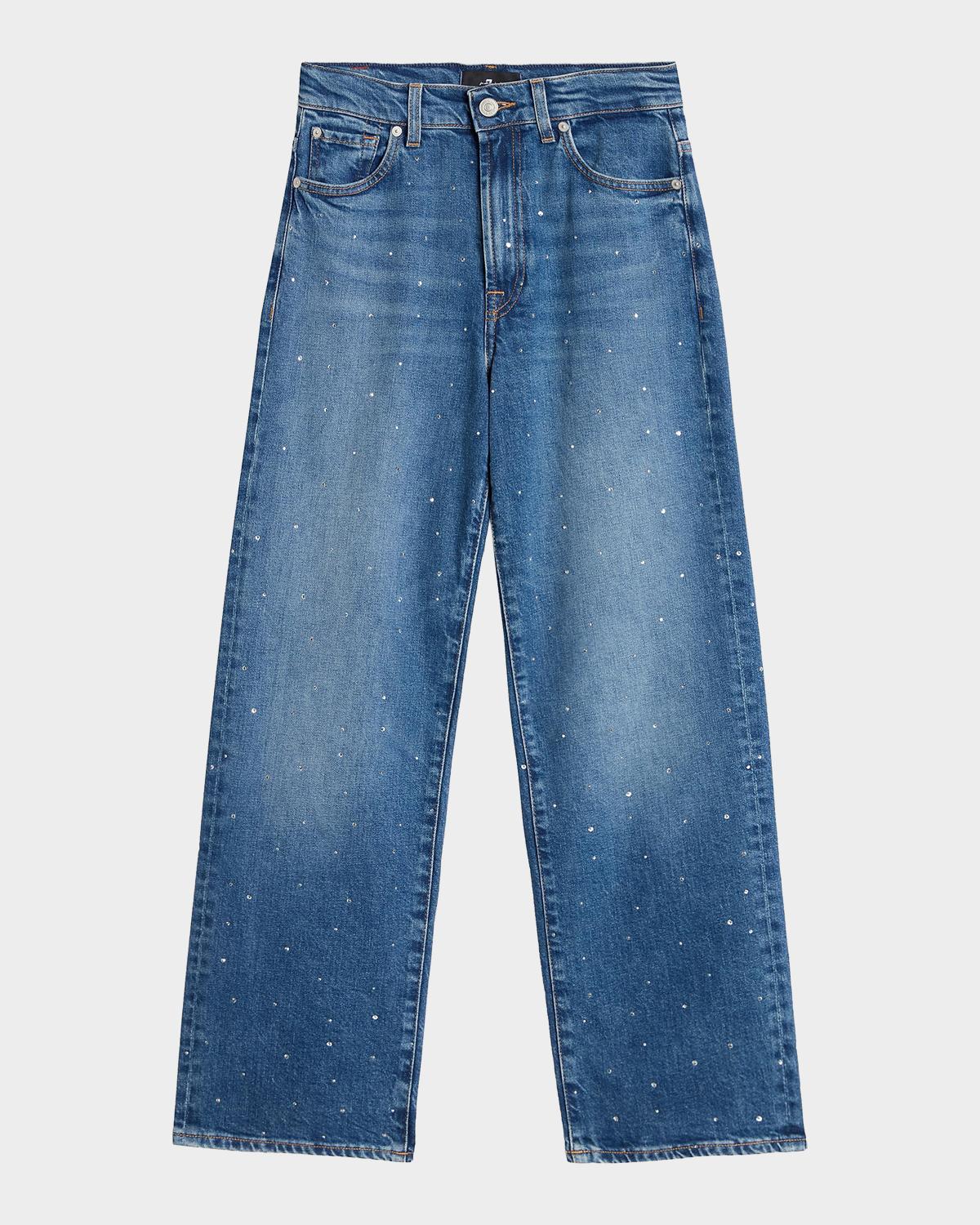 7 For All Mankind Stovepipe Embellished Straight-Leg Jeans