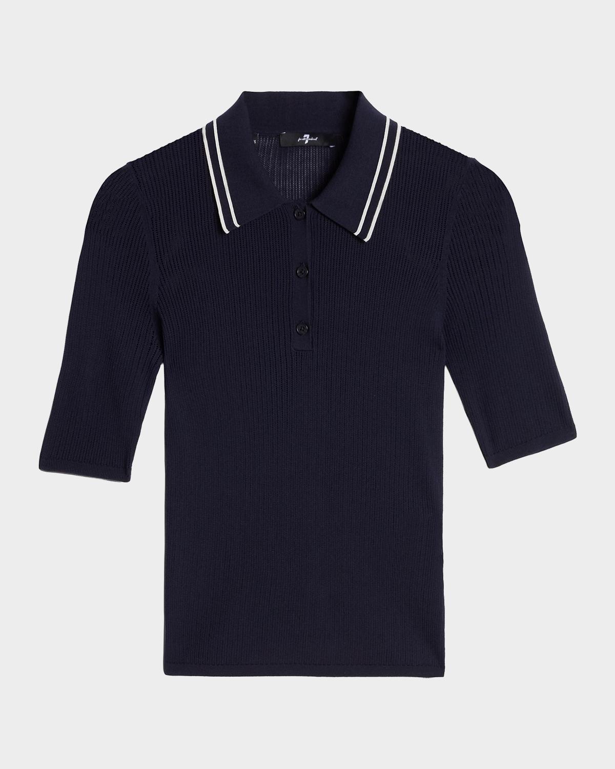 7 For All Mankind Piped Collar Polo Top
