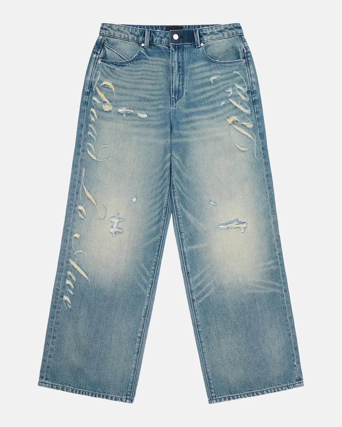 RTA Men's Franco Lasered Wide-Leg Jeans