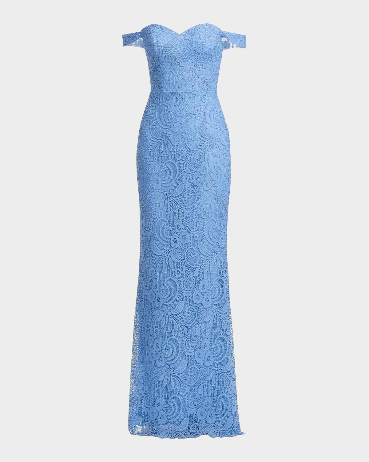 Dorothy Lace Off-the-Shoulder Column Gown