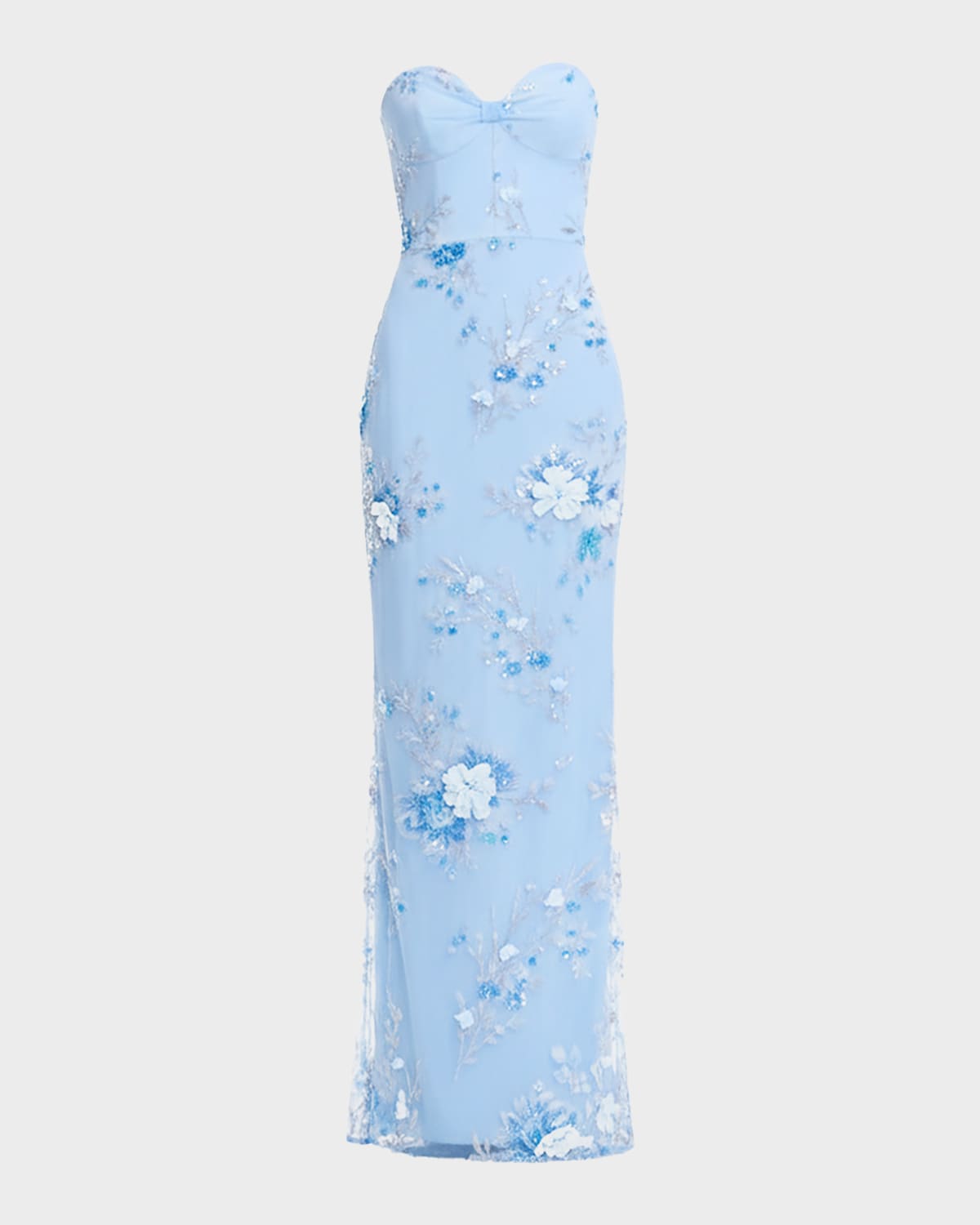 Dress The Population Black Label Daisy Strapless Sequin Floral Column Gown In Multi