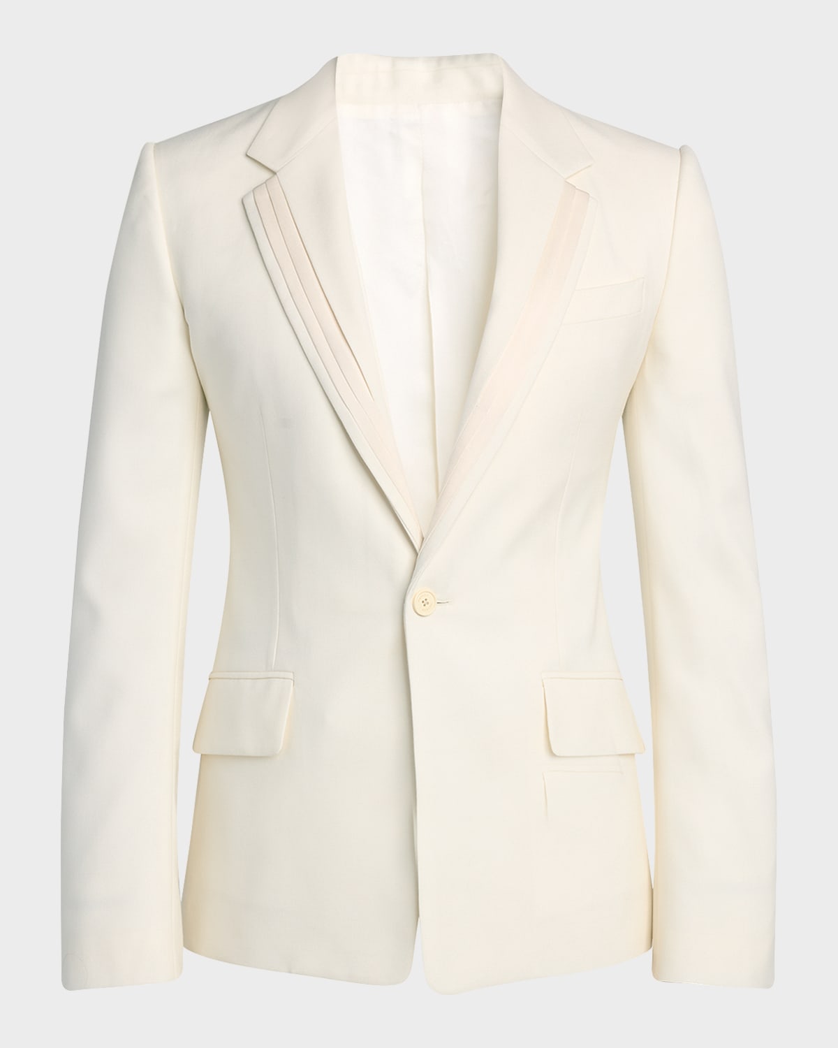 Alexander Mcqueen Men & Apos;s Wool Pleated-lapel Single-breasted Dinner Jacket In White