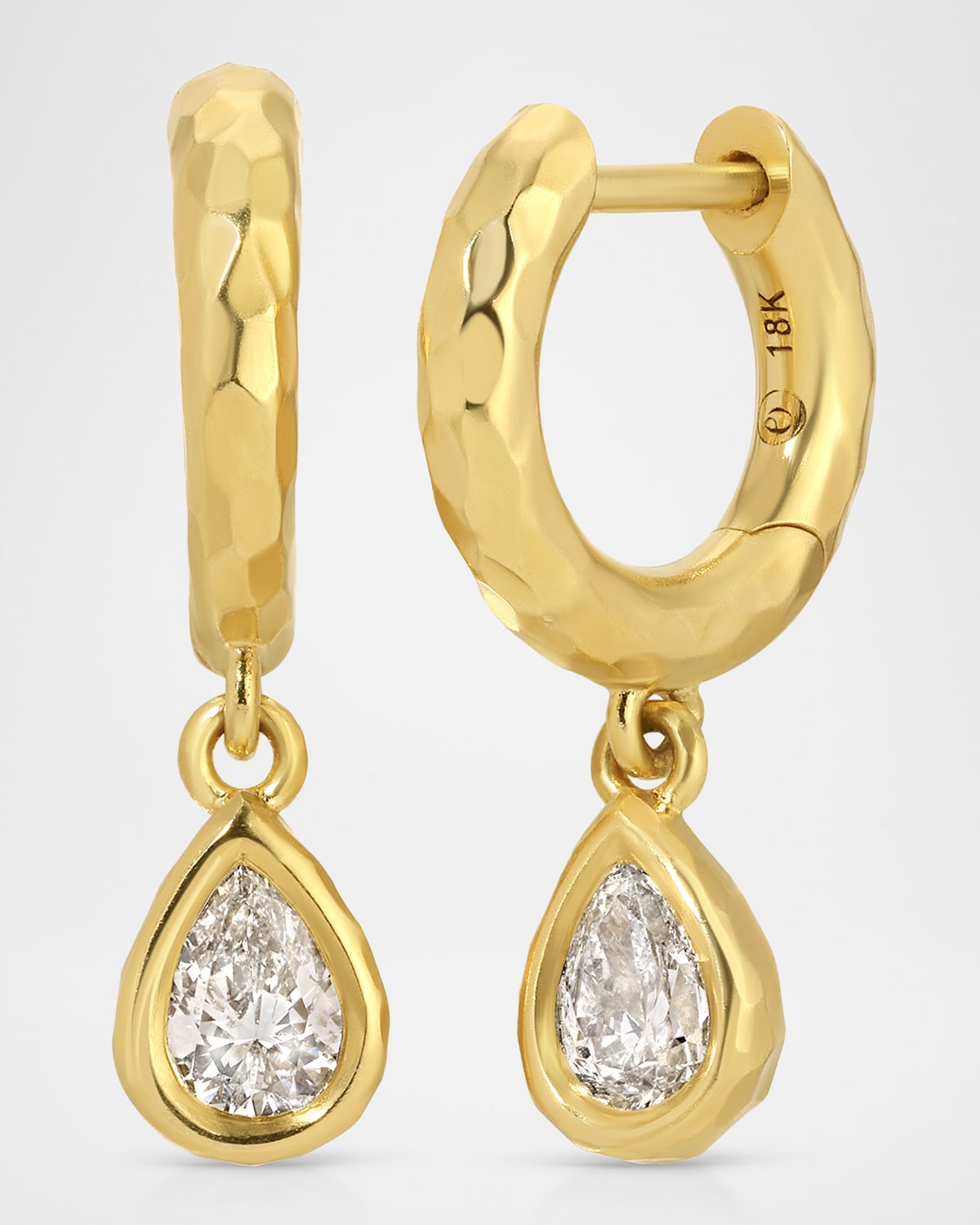 Octavia Elizabeth Hidden Gems Pear Diamond Huggie Earrings
