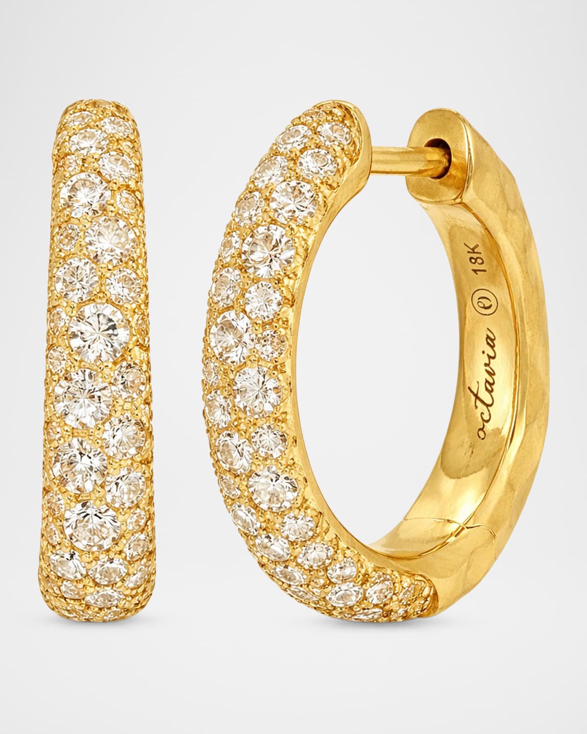 Octavia Elizabeth Cobblestone Diamond Hoop Earrings