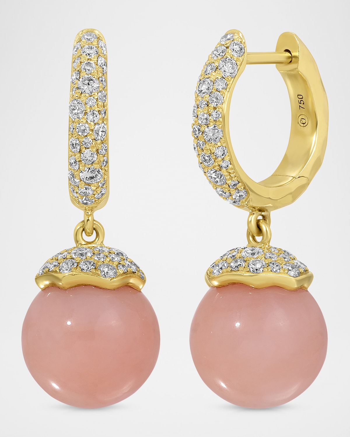 Octavia Elizabeth Pink Opal Orb Earrings with Diamonds