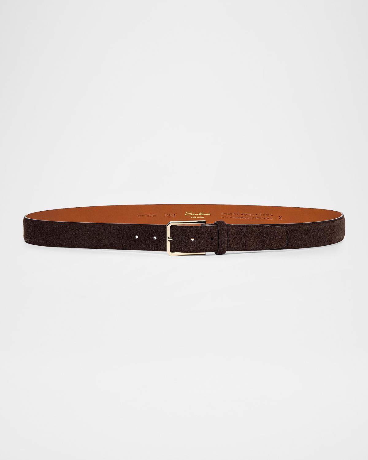 Santoni Men's Suede Buckle Belt