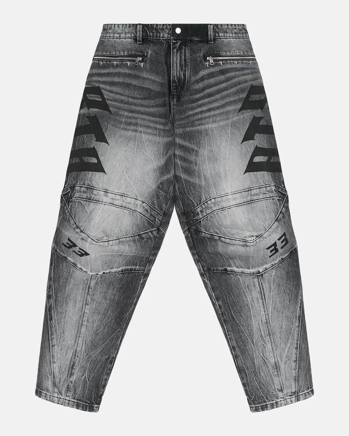 RTA Men's Alwin Straight Leg Moto Jeans