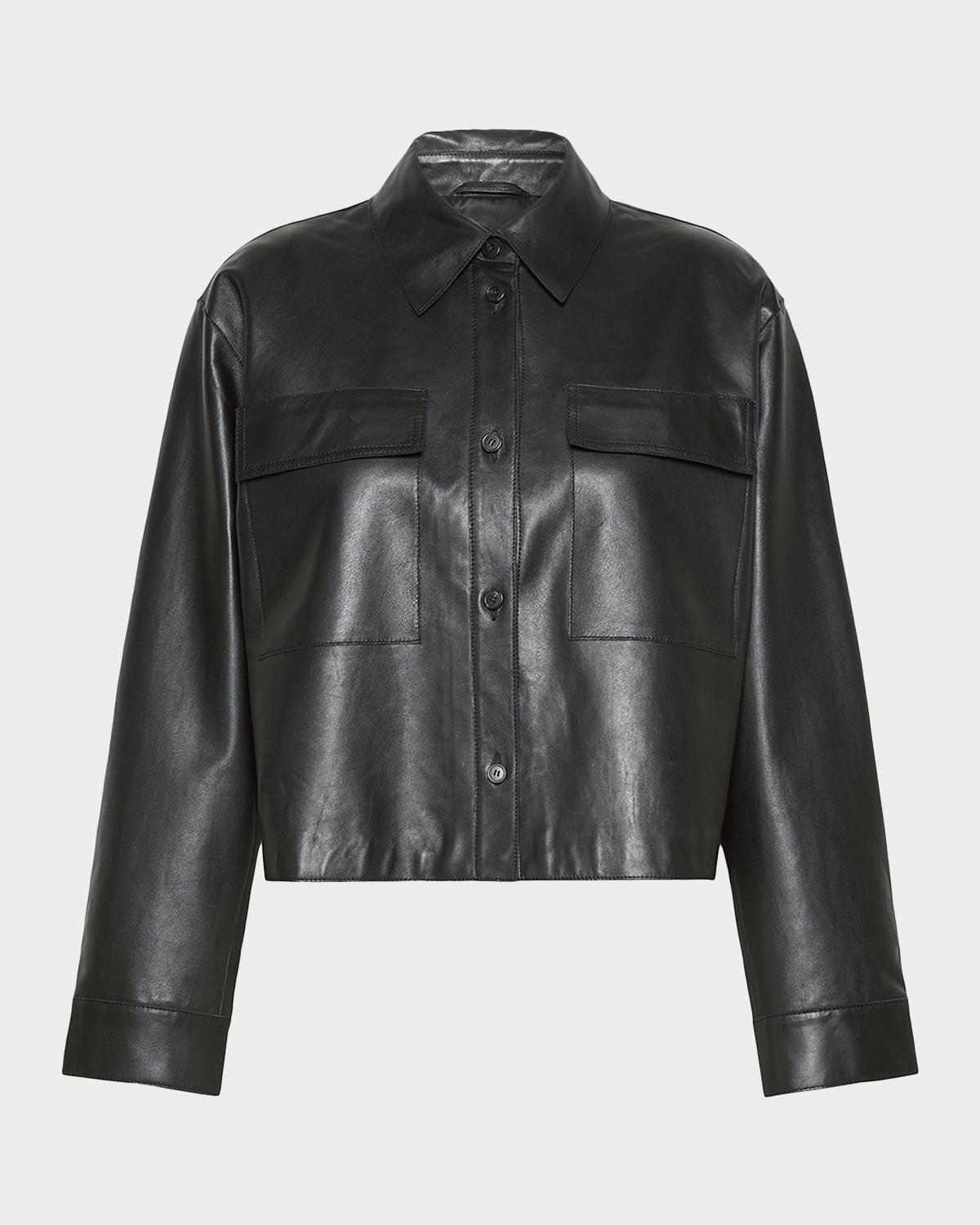 Weekend Max Mara Button-Front Nappa Leather Jacket