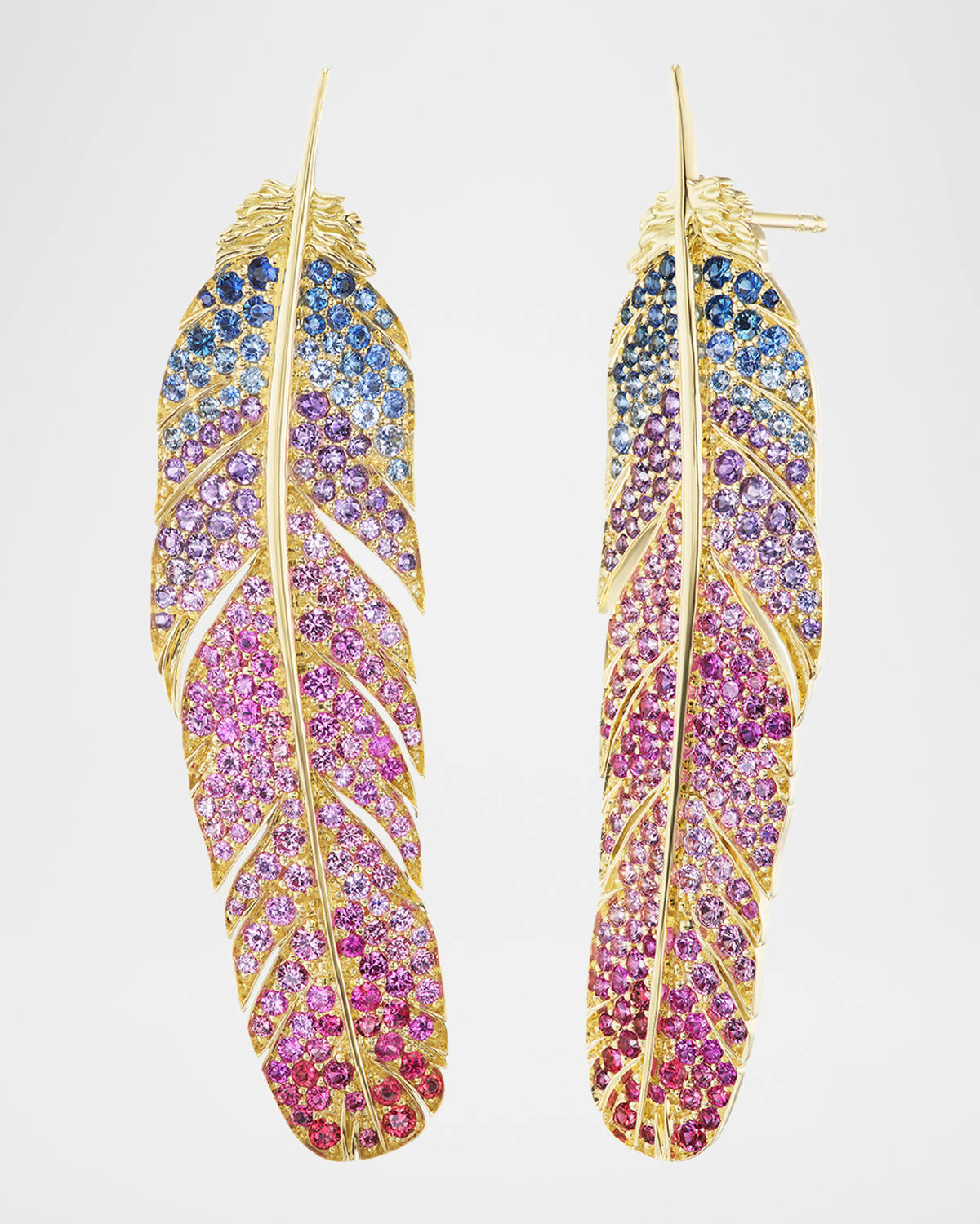 Feather Earrings with Sapphires