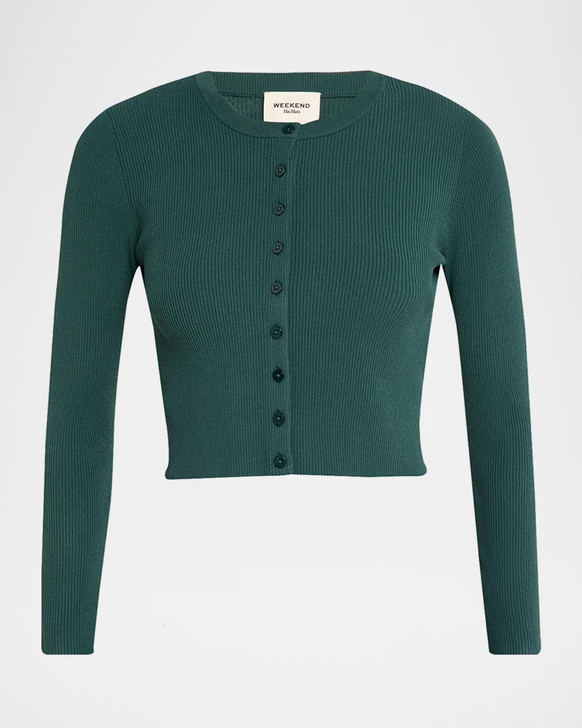 Weekend Max Mara Cropped Rib Knit Cardigan