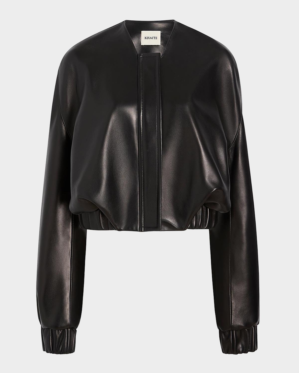 Khaite Cordan Leather Bubble Jacket
